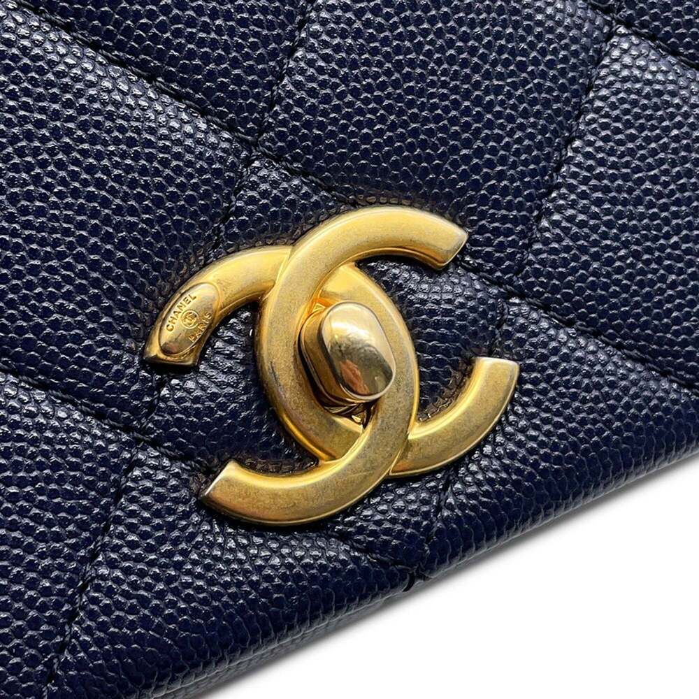 CHANEL Chain Shoulder Bag Matelasse Coco Mark Caviar Skin AS1977 - Picture 6 of 16